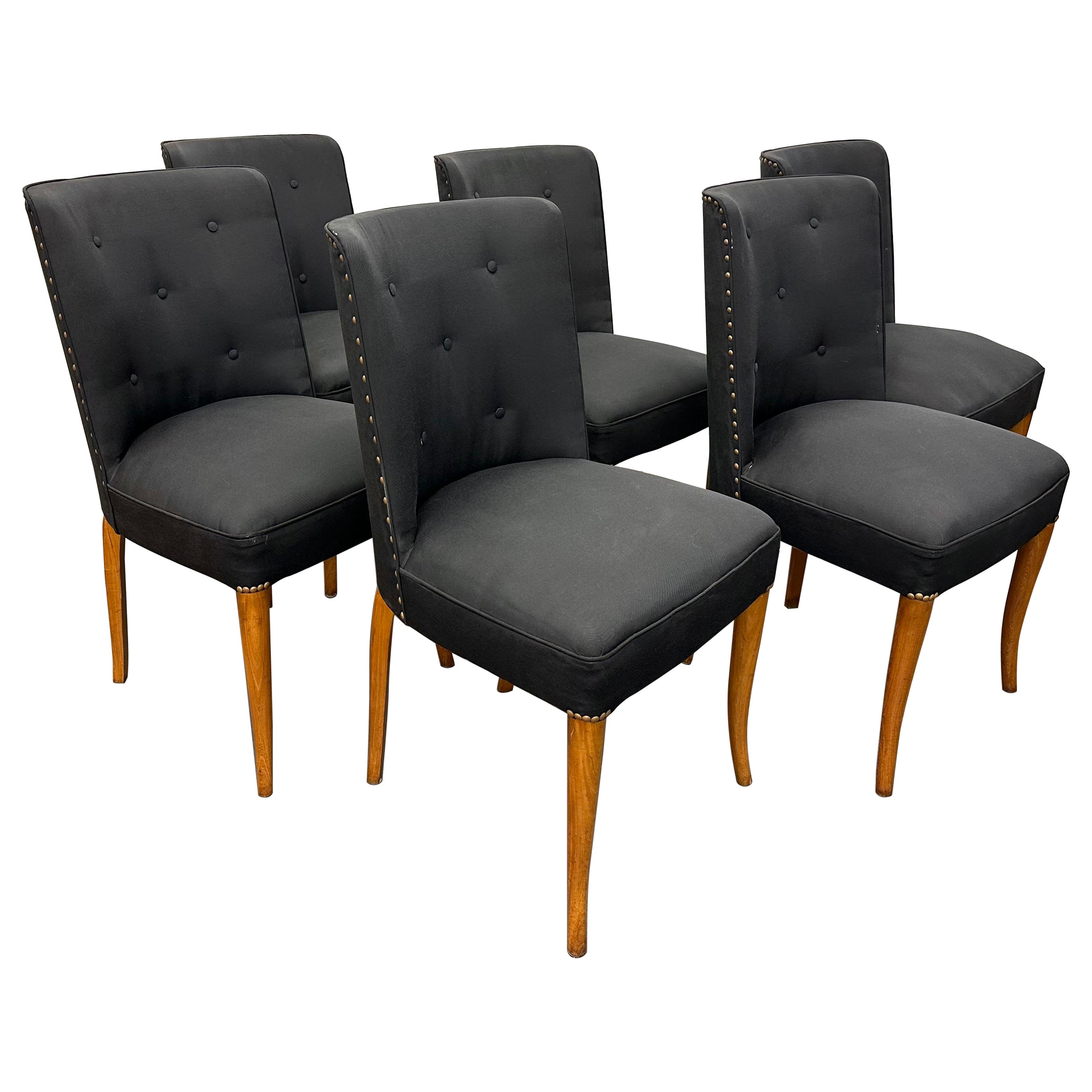 Custom Set of Six Dining Chairs by Robsjohn-Gibbings For Sale