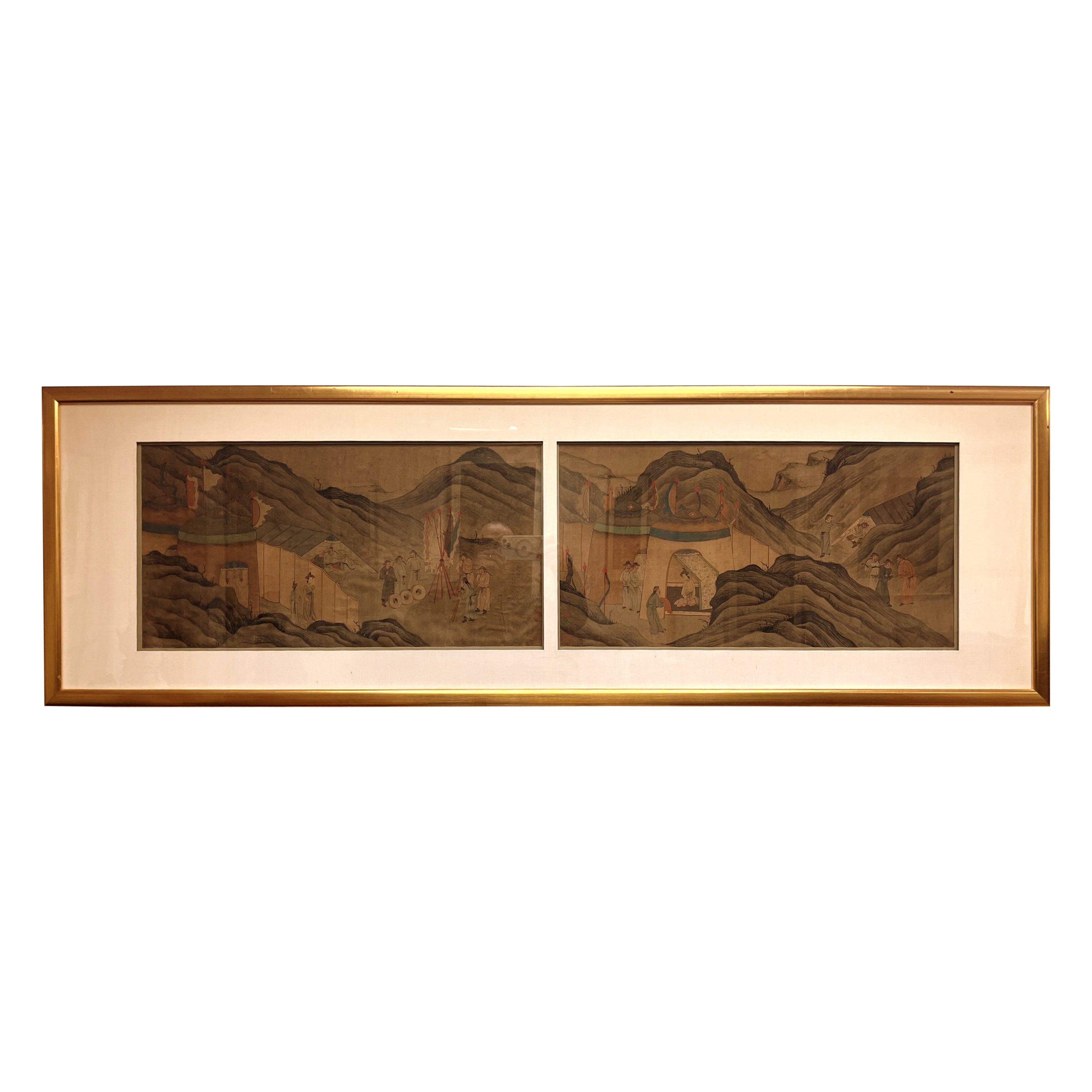 Framed Chinese Paintings of Northern Asian Nomadic Ethnic Group Livings For Sale