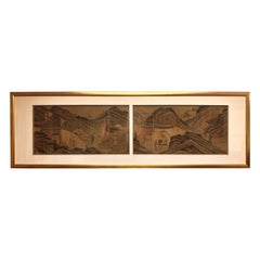 Antique Framed Chinese Paintings of Northern Asian Nomadic Ethnic Group Livings
