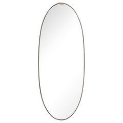 Vintage Italian 1940's Grand Scale Oval Mirror with Brass Decoration, circa 1940 