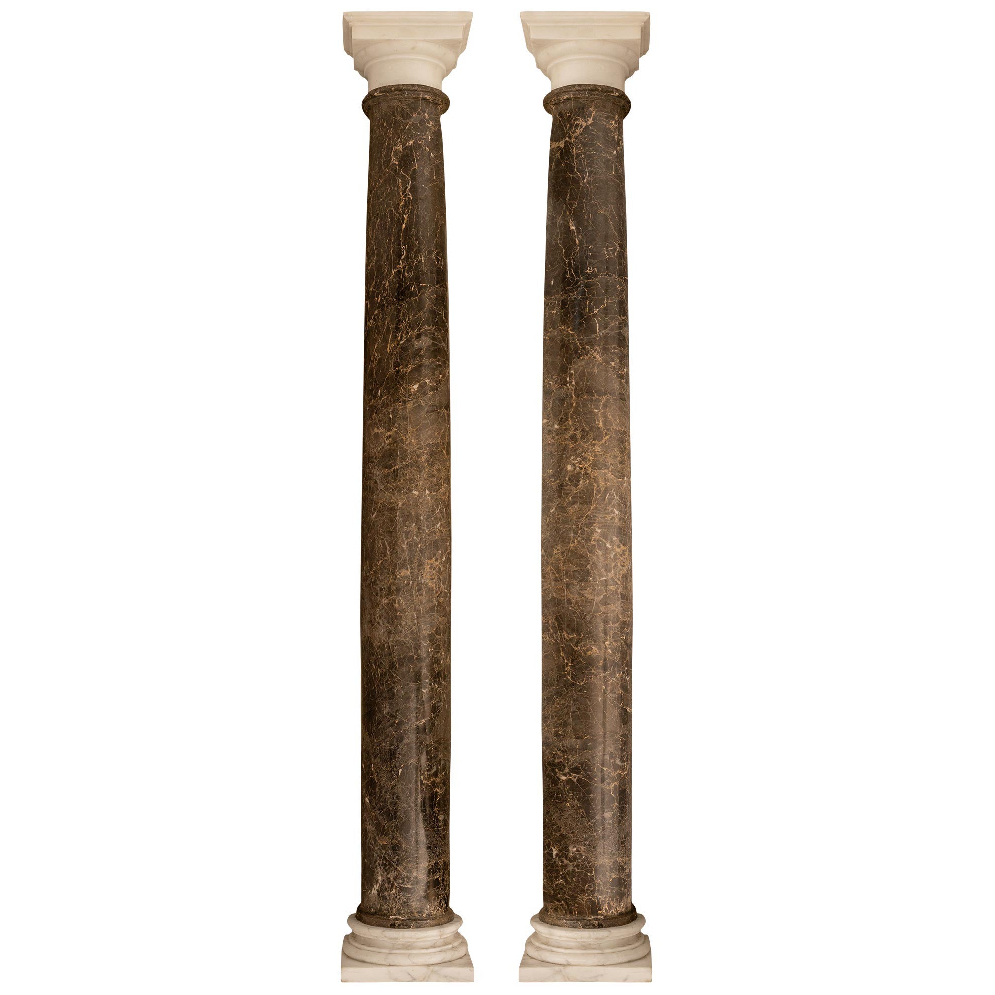 Pair Of Italian 19th Century Marble Columns For Sale