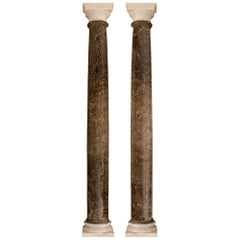 Paire de colonnes italiennes en marbre du 19ème siècle