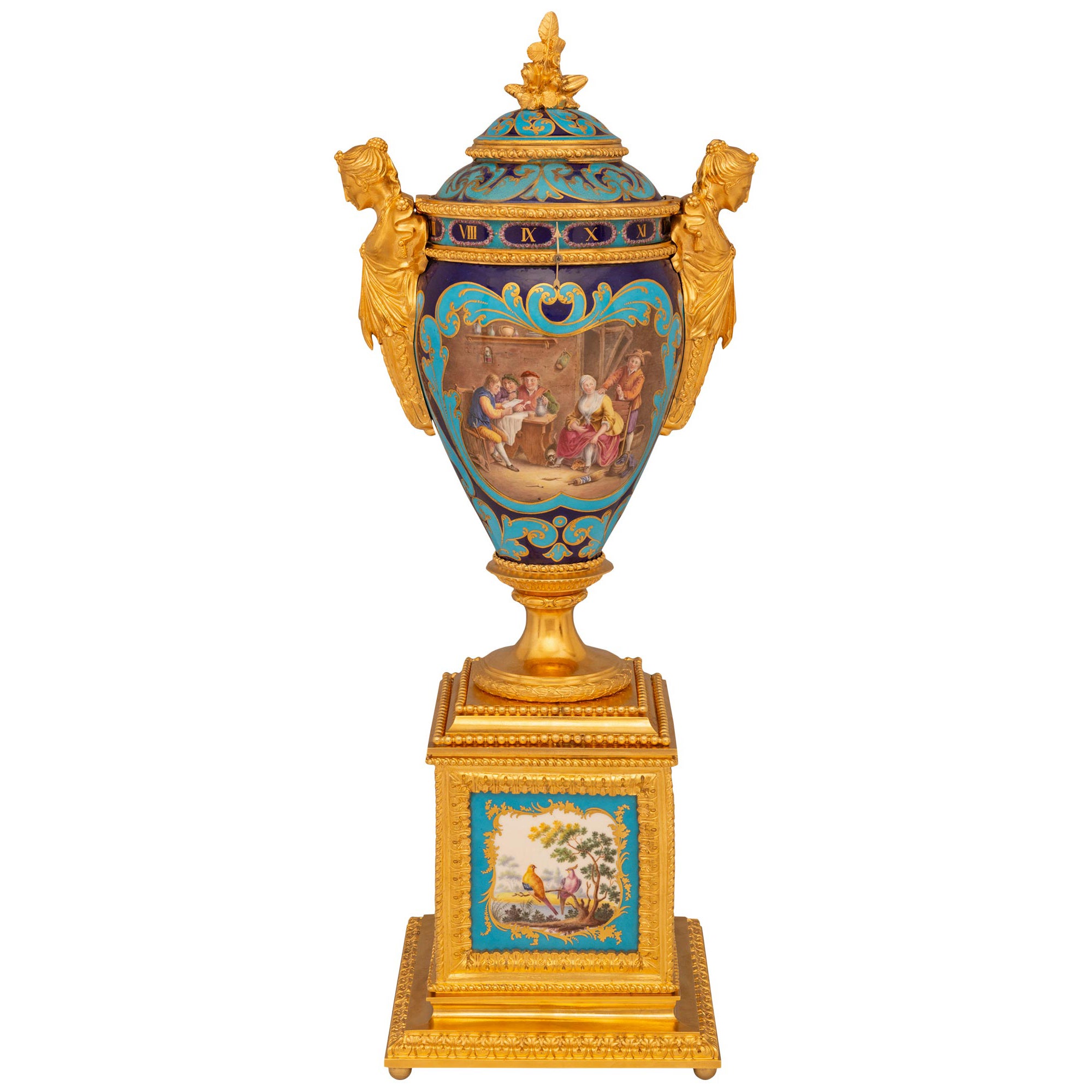 Französisch 19. Jahrhundert Louis XVI St. Sévres Porzellan und Ormolu ringförmige Uhr im Angebot
