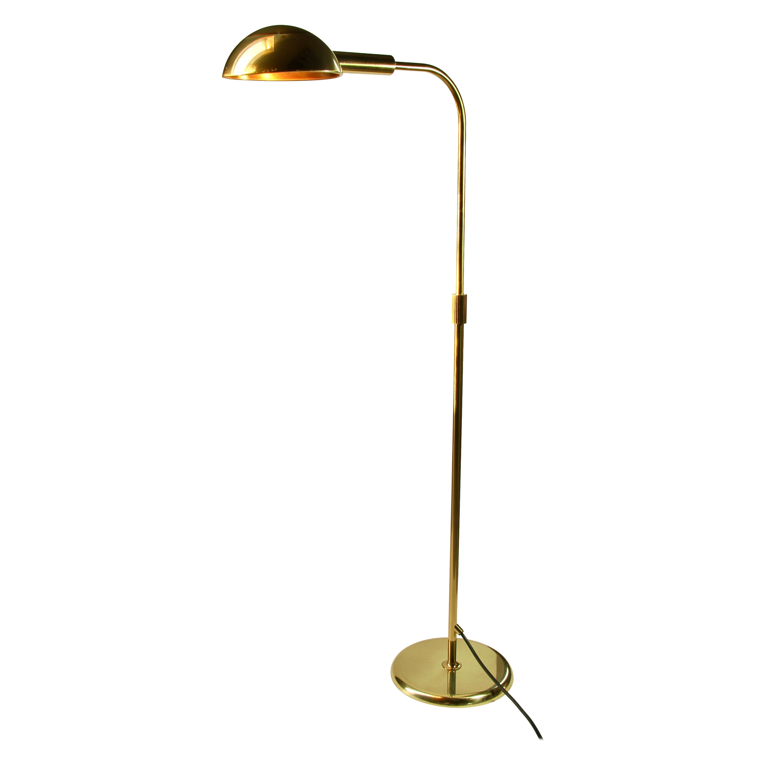 Florian Schulz Mid-Century Vintage Modernist Brass 1970s Dimmable Floor Lamp For Sale