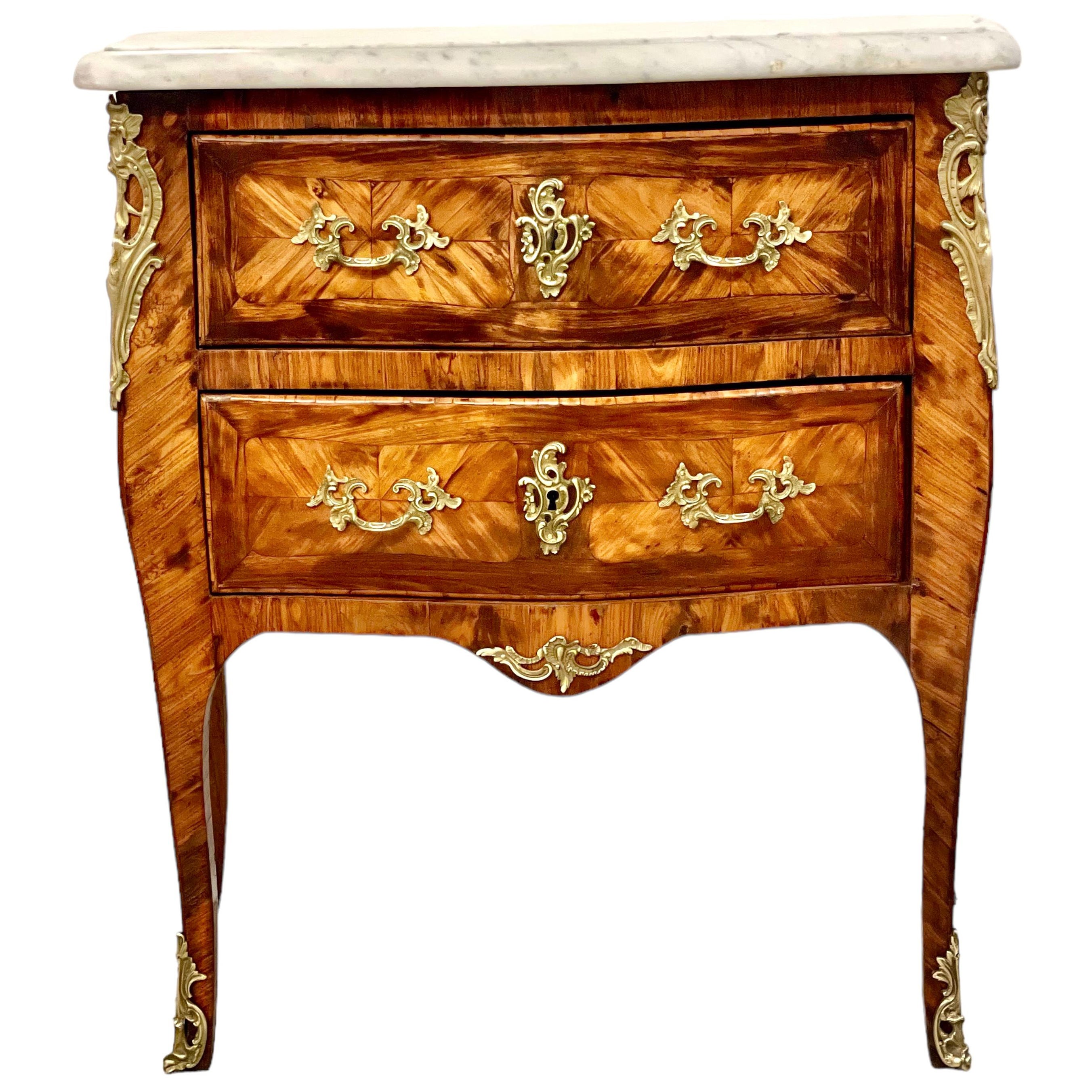 French Antique Louis XV Commode with Marble Top For Sale