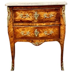 Ancienne commode française Louis XV avec plateau en marbre