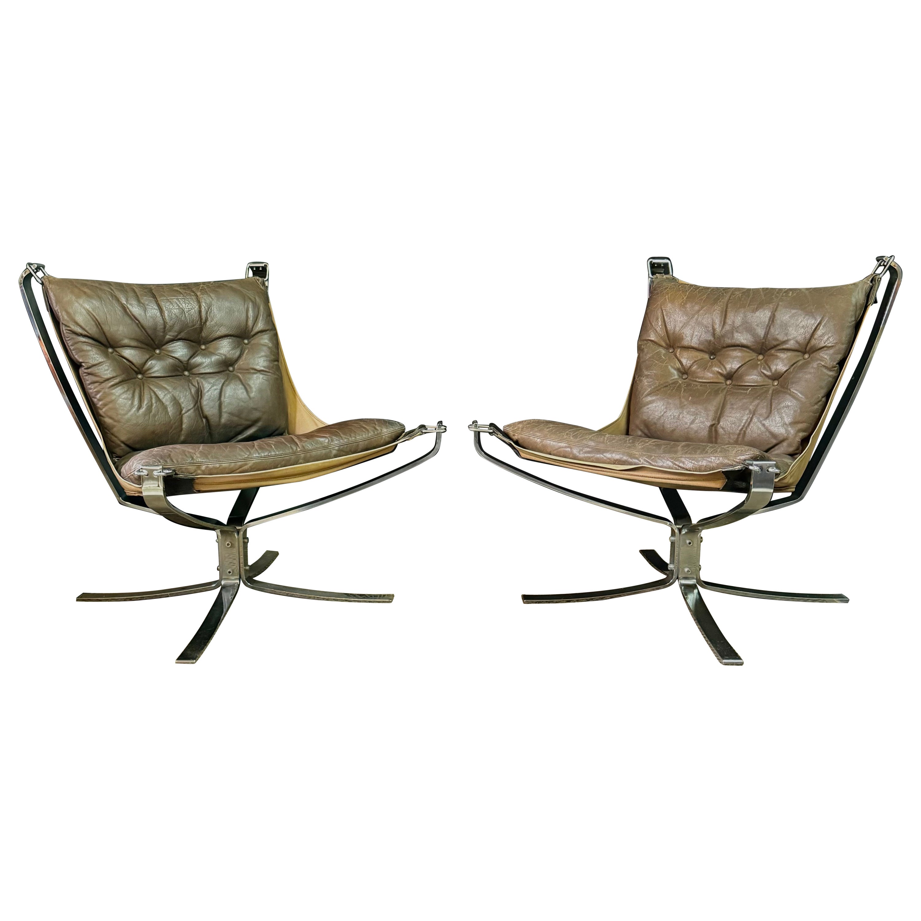 Pair of Mid-Century Falcon Lounge Chairs by Sigurd Ressell for Vatne Mobler 