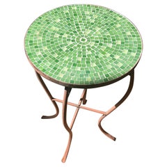 Mid century modern iron and tile mosaic side table, circa 1960