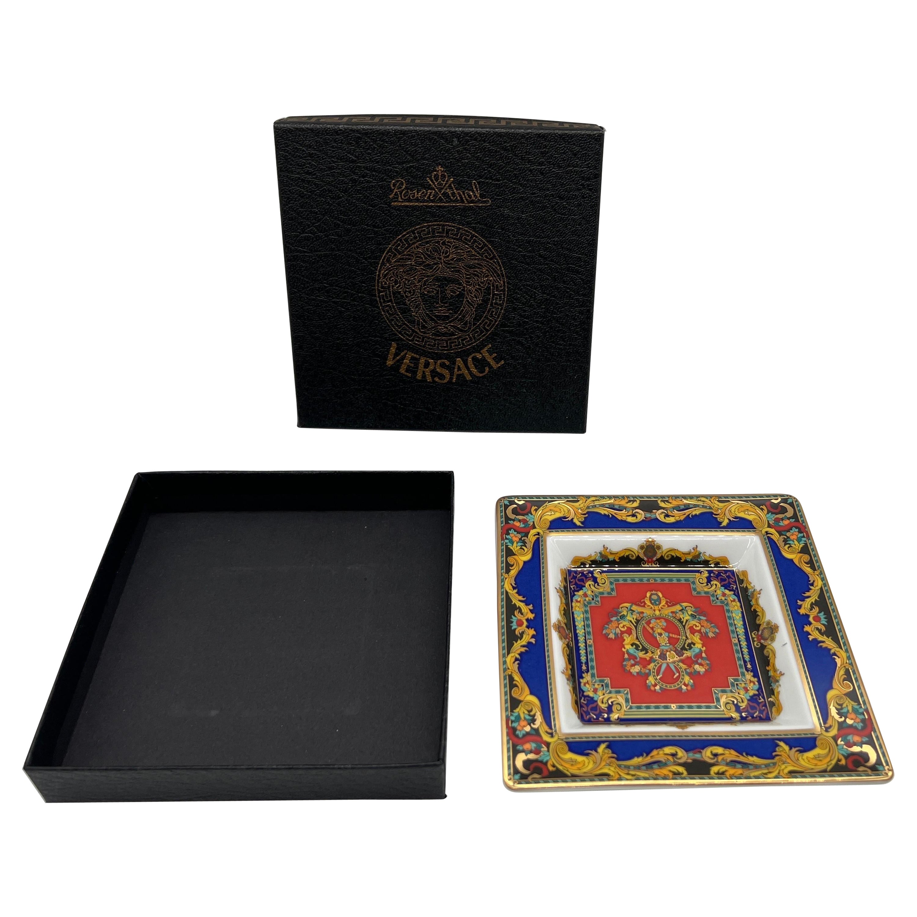 NEW - Rosenthal Versace Porcelain "Le Roi Soleil" Ashtray Plate  For Sale