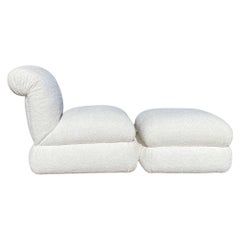Reimagined Used 1980s Phyllis Morris Off-White Bouclé Chair and Ottoman Set 