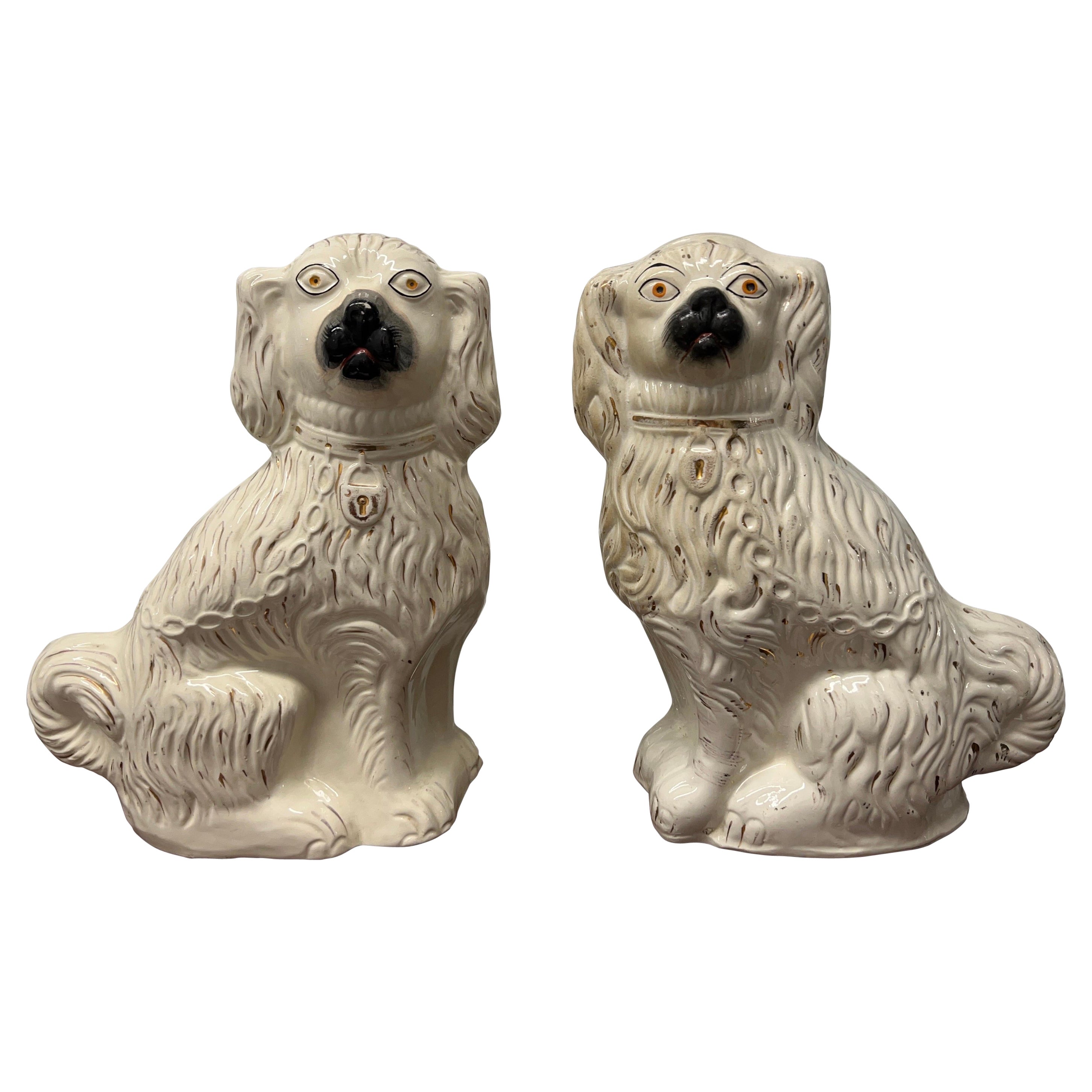 Pair of 19th Century Large Staffordshire Spaniels