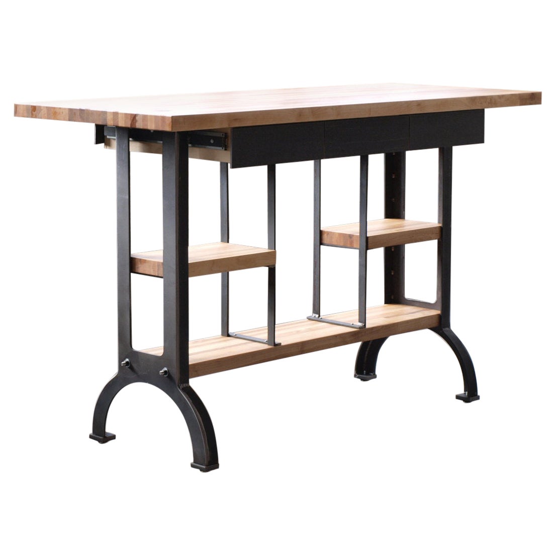 Maple Modern Industrial Kitchen Island Work table For Sale