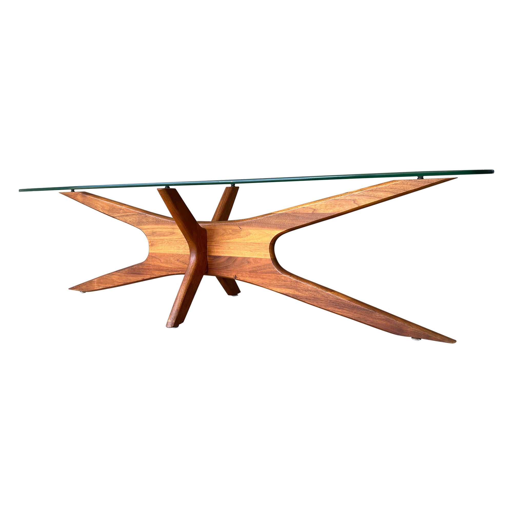 Adrian Pearsall for Craft Associates sculptural walnut and glass coffee table For Sale