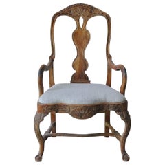 18th c. Swedish Rococo Period Armchair in Original Paint