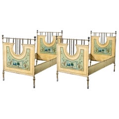 Used Pair Painted Tole Beds, Late 19th c.