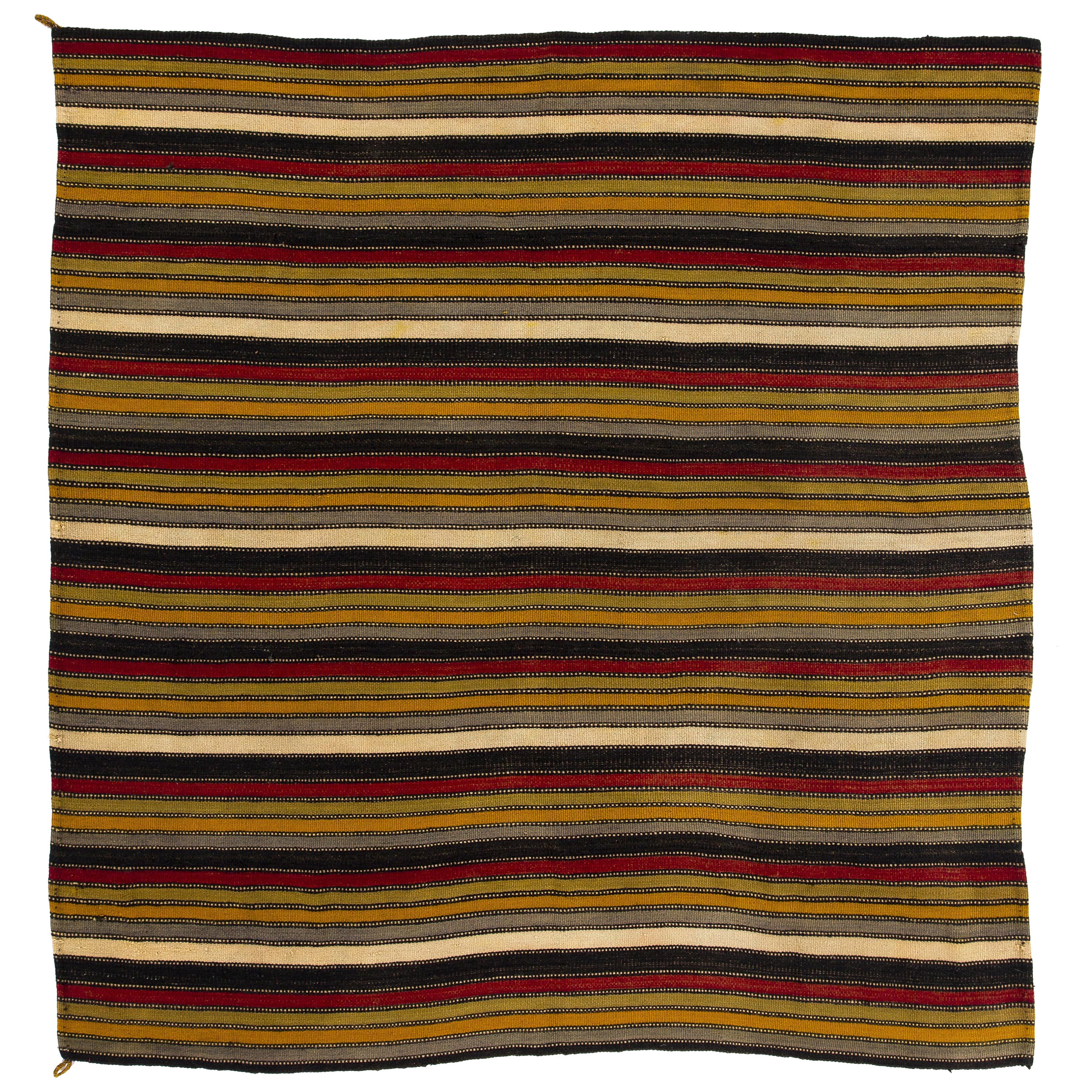 5.7x5.9 Ft Handwoven Striped Vintage Anatolian Kilim, Flat-weave Rug, 100% Wool