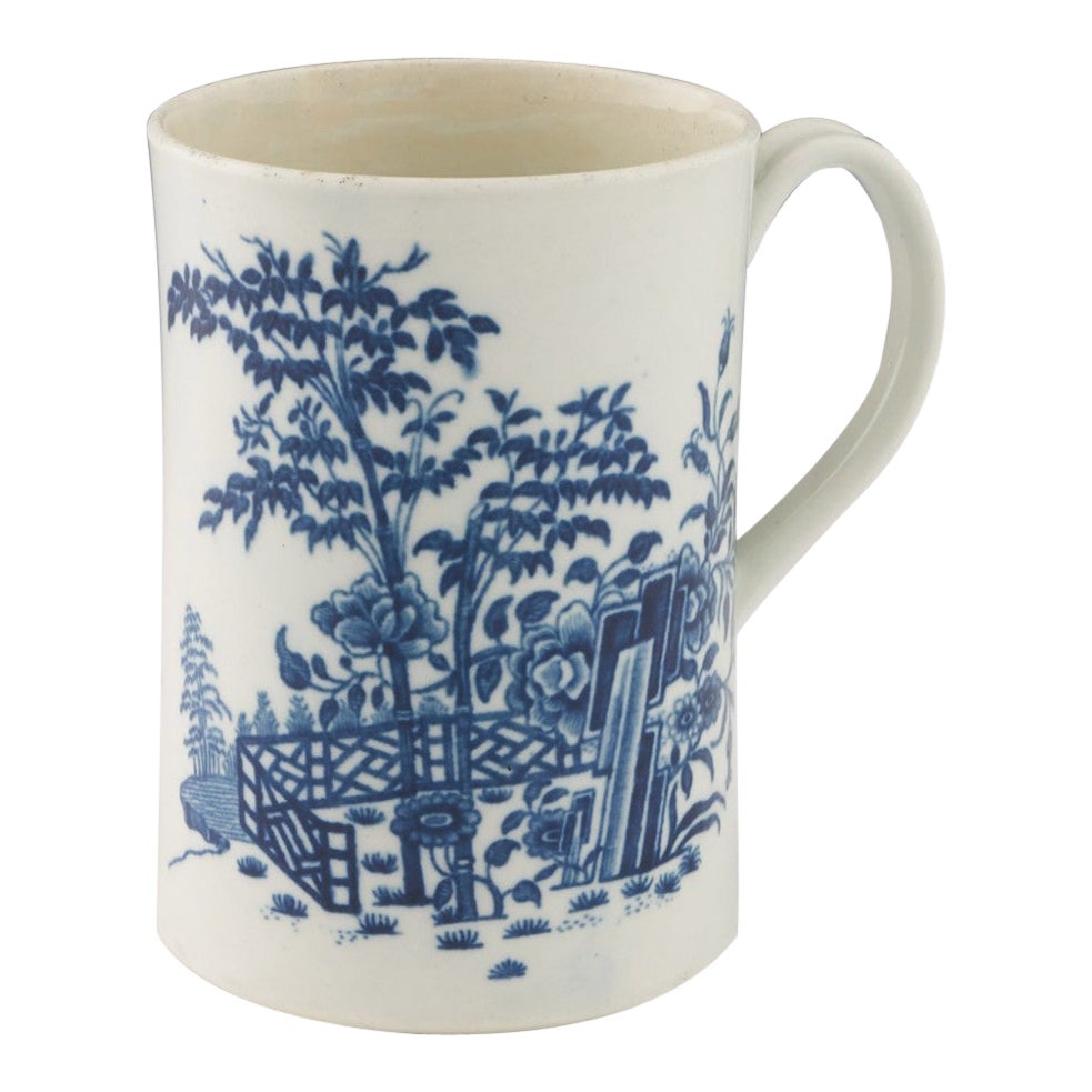 First Period Worcester Porcelain The Plantation Print Mug c1765