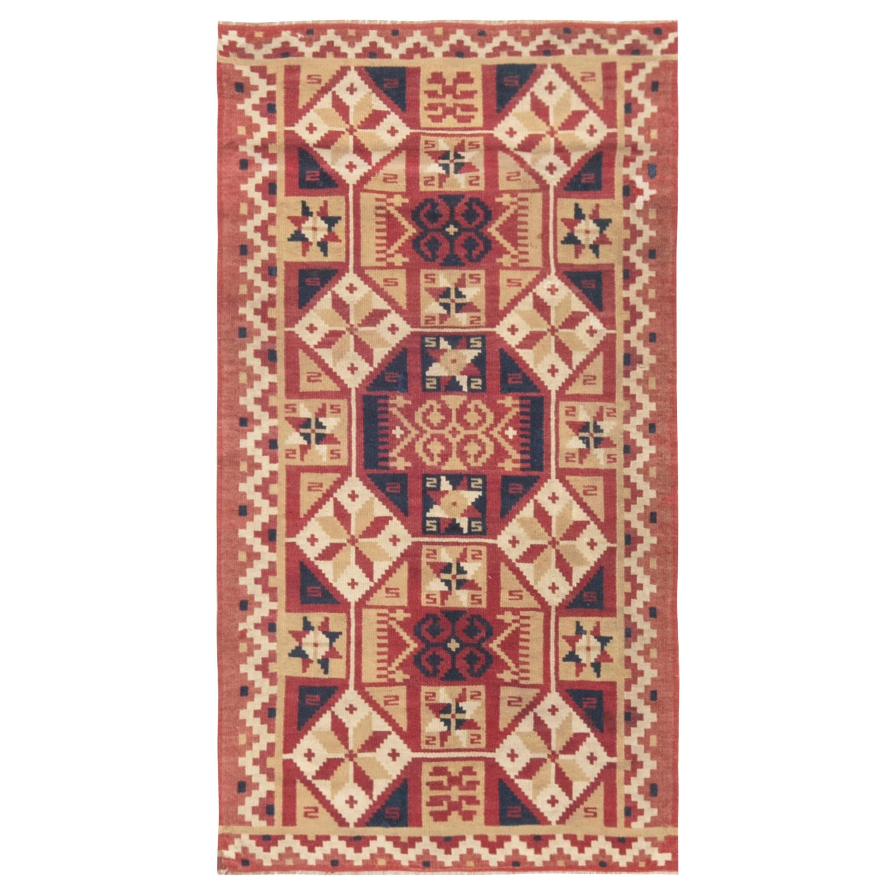 Doris Leslie Blau Collection Small Vintage Red Blue Swedish FlatWeave