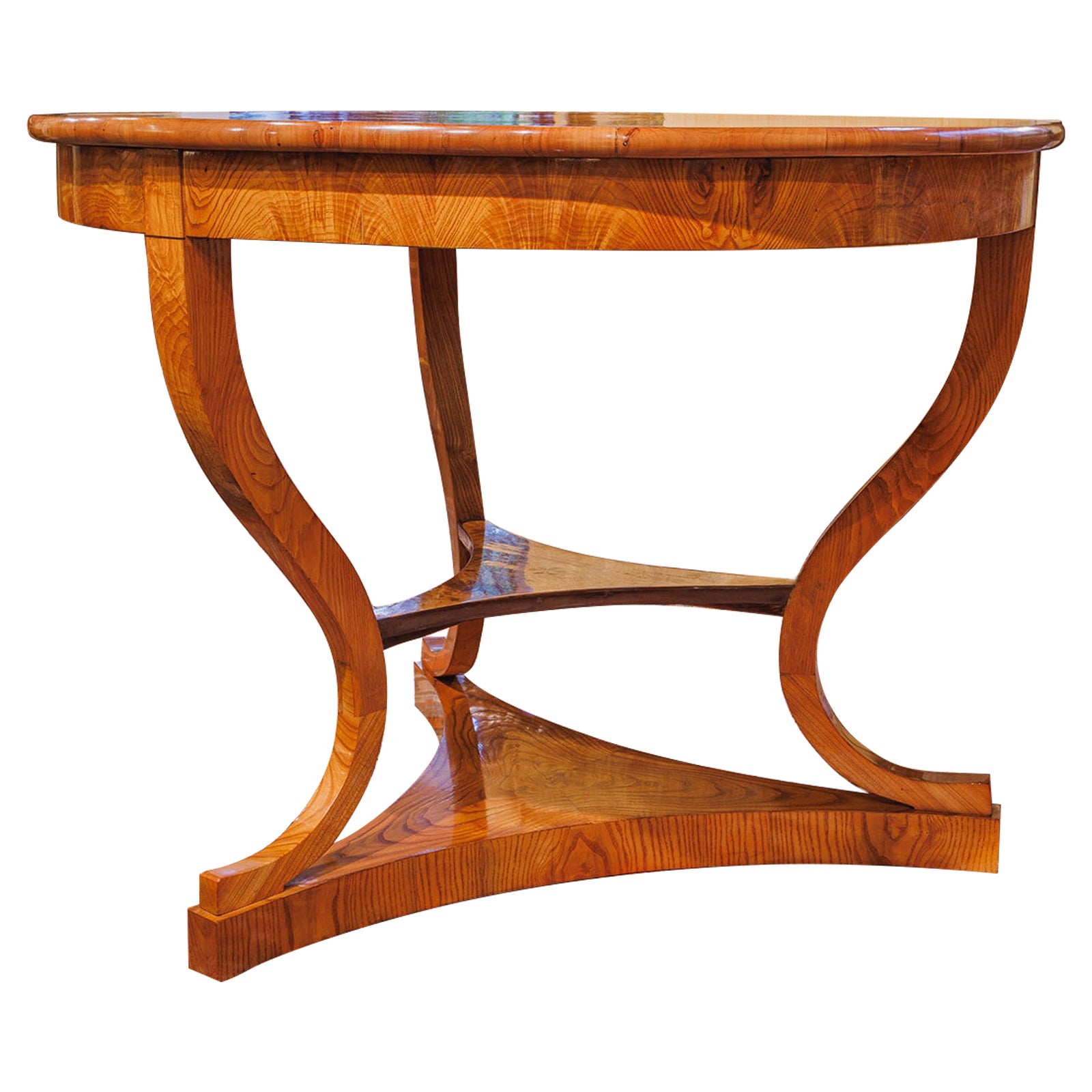 A very fine 19th century Biedermeier satinwood Birch and inlayed center table  For Sale
