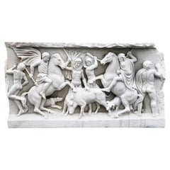19th Century British Carrara Marble Roman Relief Sculpture - Antique Relief
