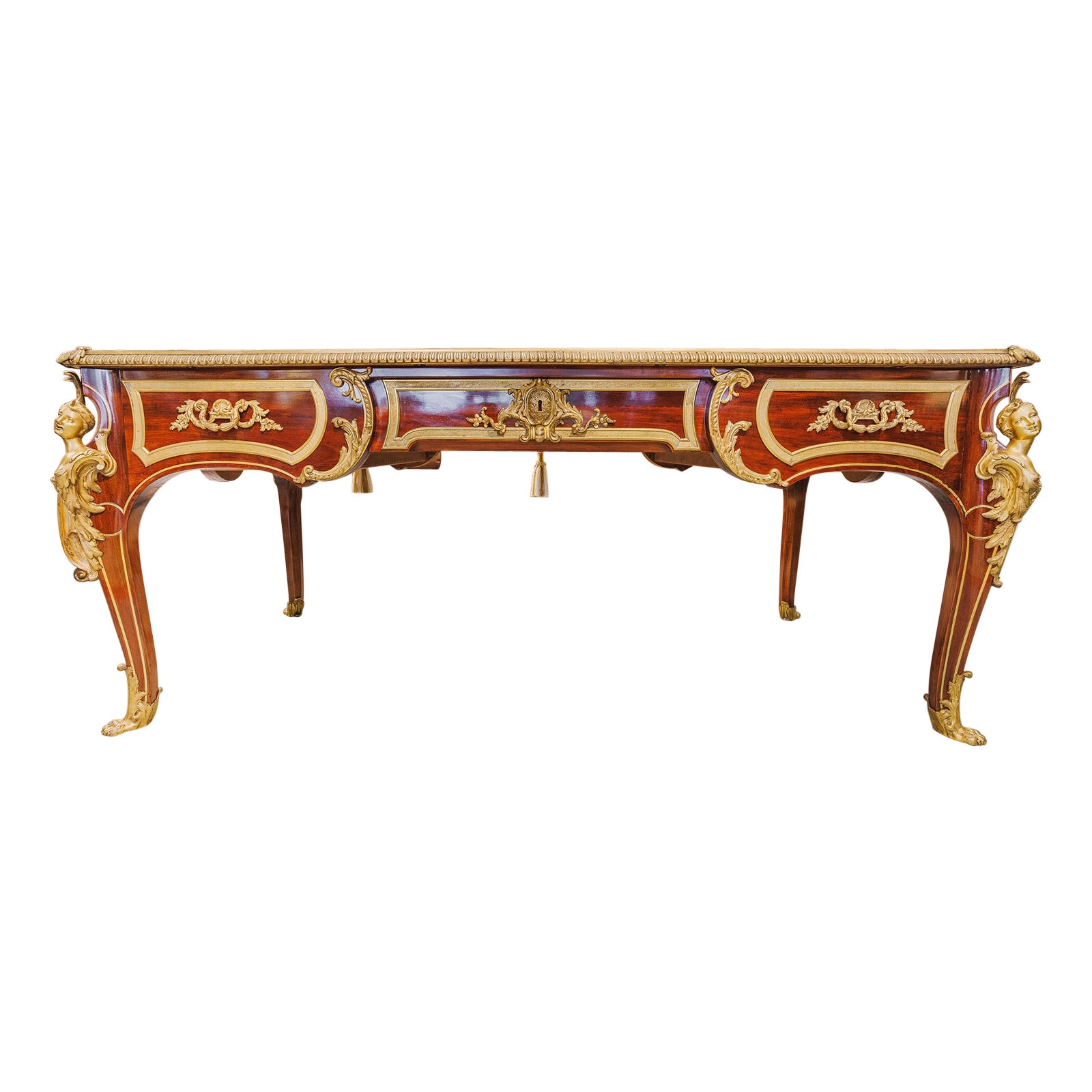 Magnificent 19th century French Louis XVI bureau plat retailed by Rinck Paris