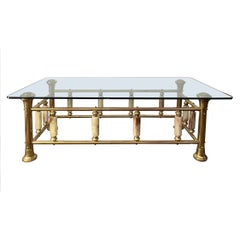 Hollywood Regency Brass and Onyx Coffee Table