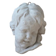 Antique 19th C Domenico Brucciani Oversized Putto Plaster Classical Bust Grand Tour