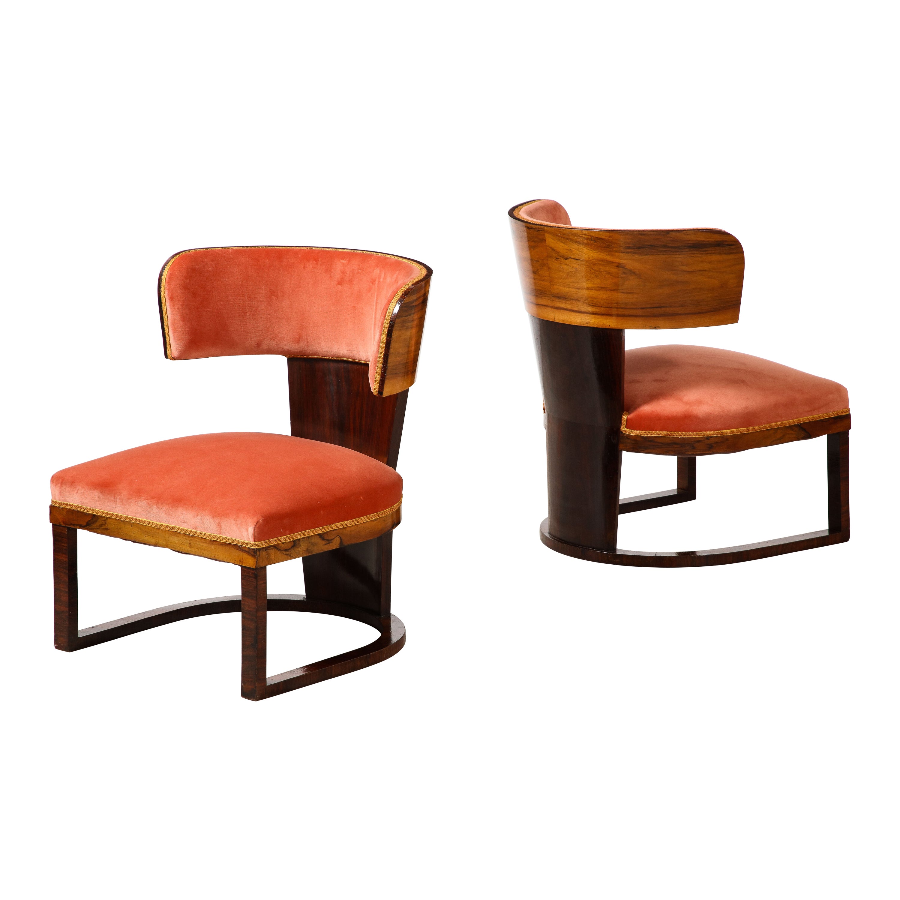 Ernesto La Padula Pair of Italian Art Deco Side Chairs, Italy, circa 1930 For Sale