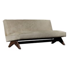 Used Pierre Jeanneret Fireside Sofa in Ecru Cowhide
