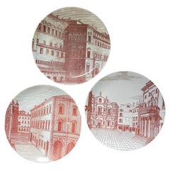 Vintage Fornasetti “Prospettiva” Architectural Plates, Set of 3, 1950’s