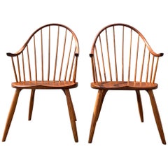 Thos. Fauteuils à accoudoirs continus de Moser, noyer et Oak, 1997