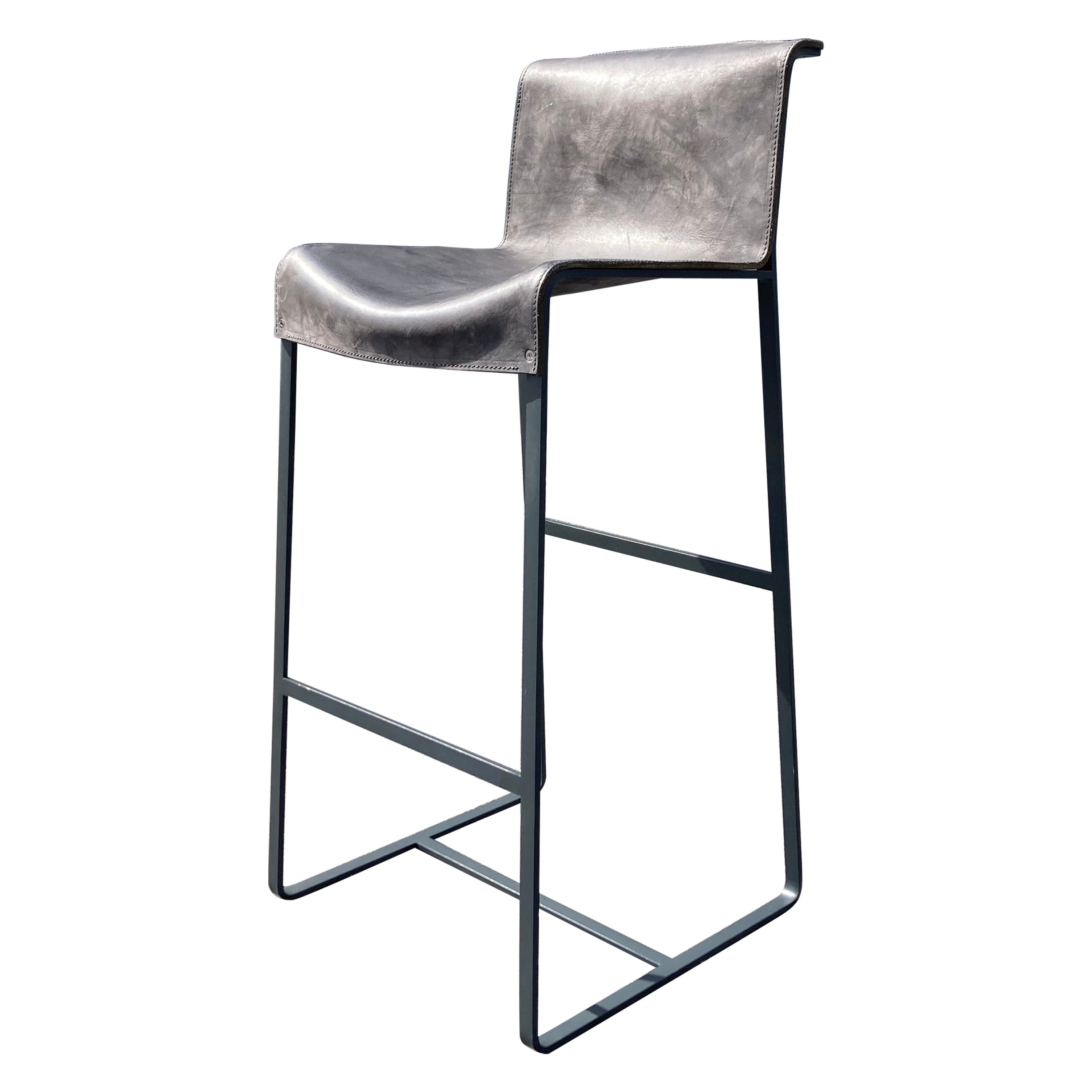 Founded Bar Stools, Design by Richard Schipper for Qliv, Saddle Leather, Steel For Sale