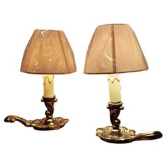 Pair of French Brass Bedside Lamps      