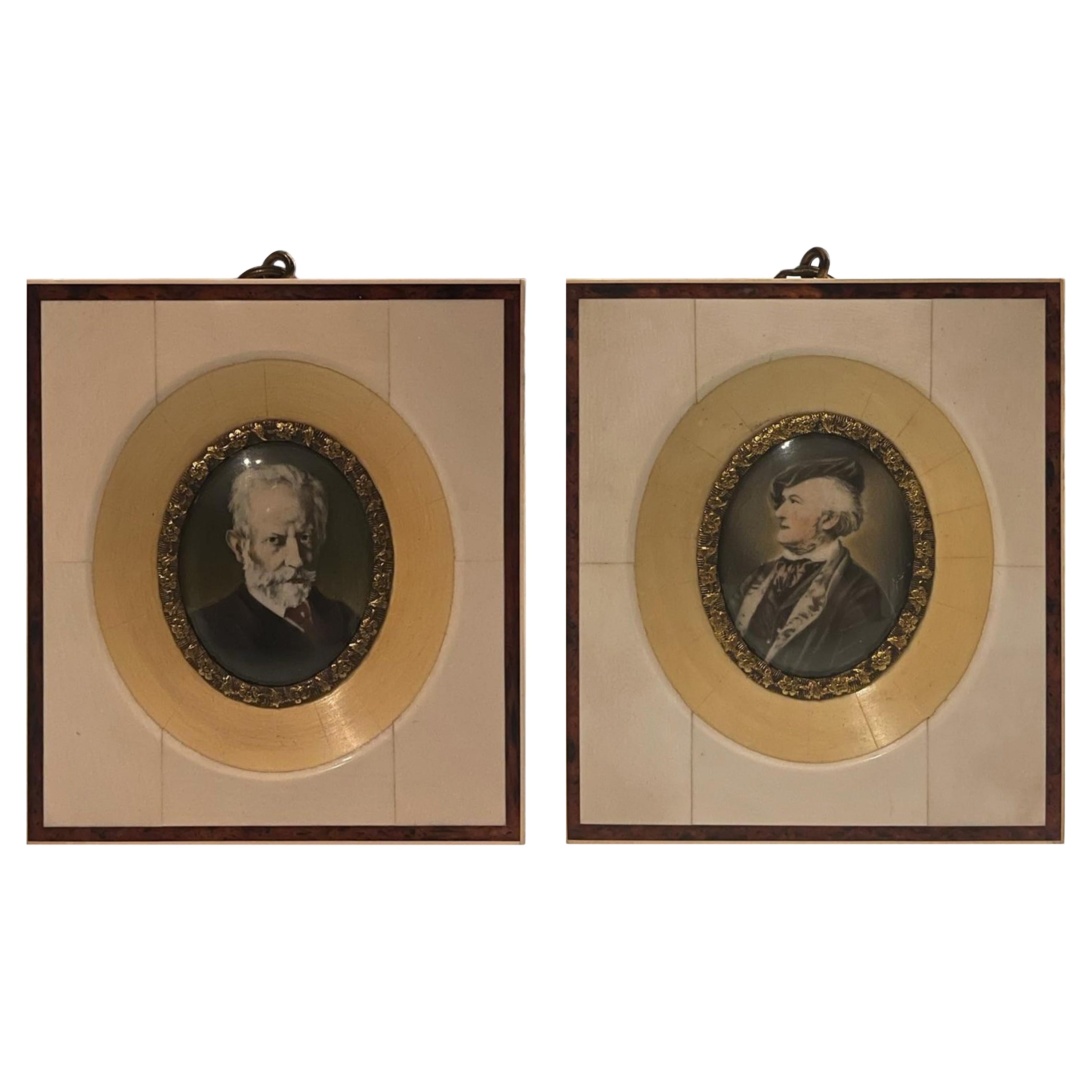 Pair of Antique portraits of Richard Wagner & Pjotr lljitsj Tsjaikovski 