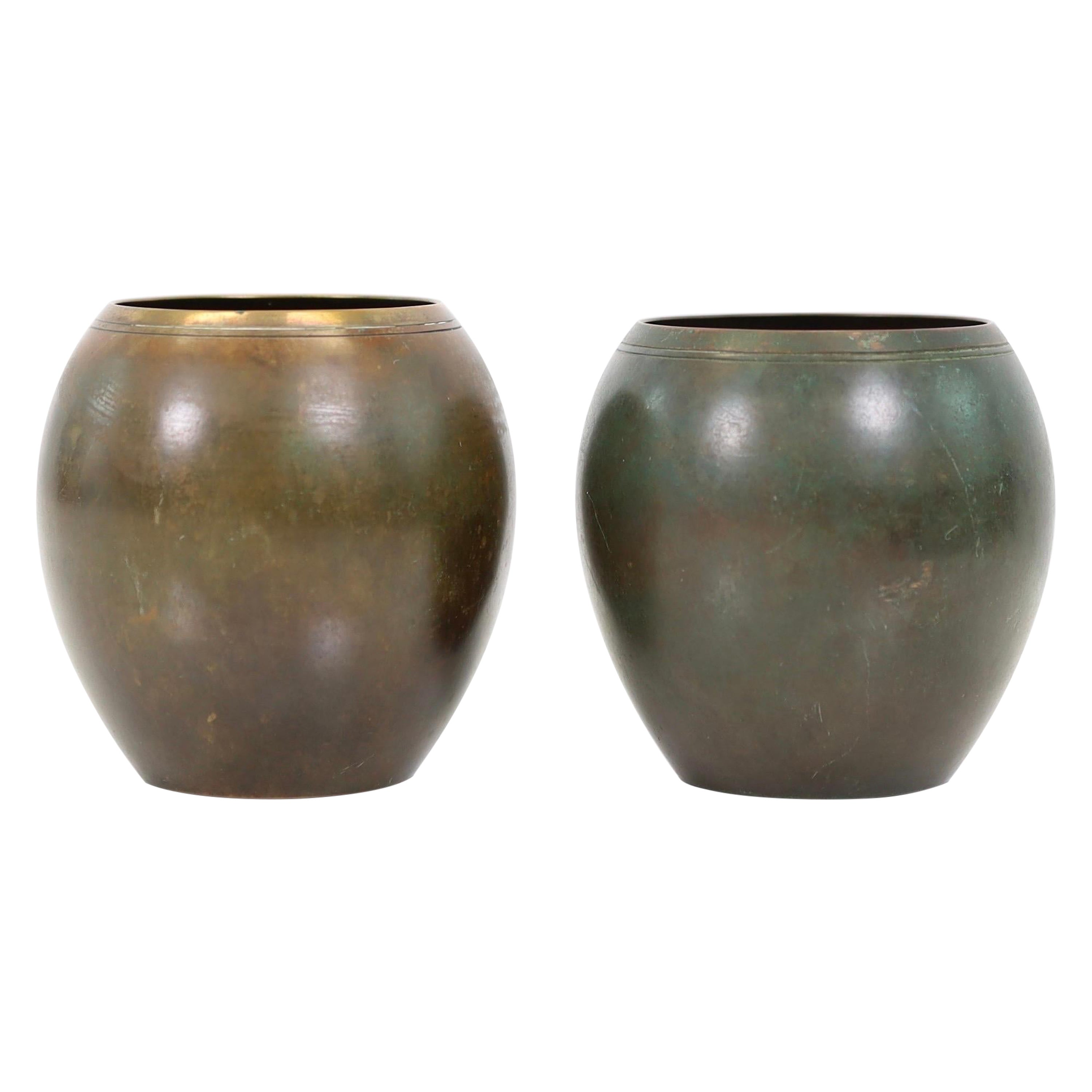 A set of Just Andersen bronze vases, 1930s, Denmark For Sale