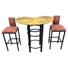 Table et chaises de bar Kidney Bar Pub des années 1980, ensemble de 3