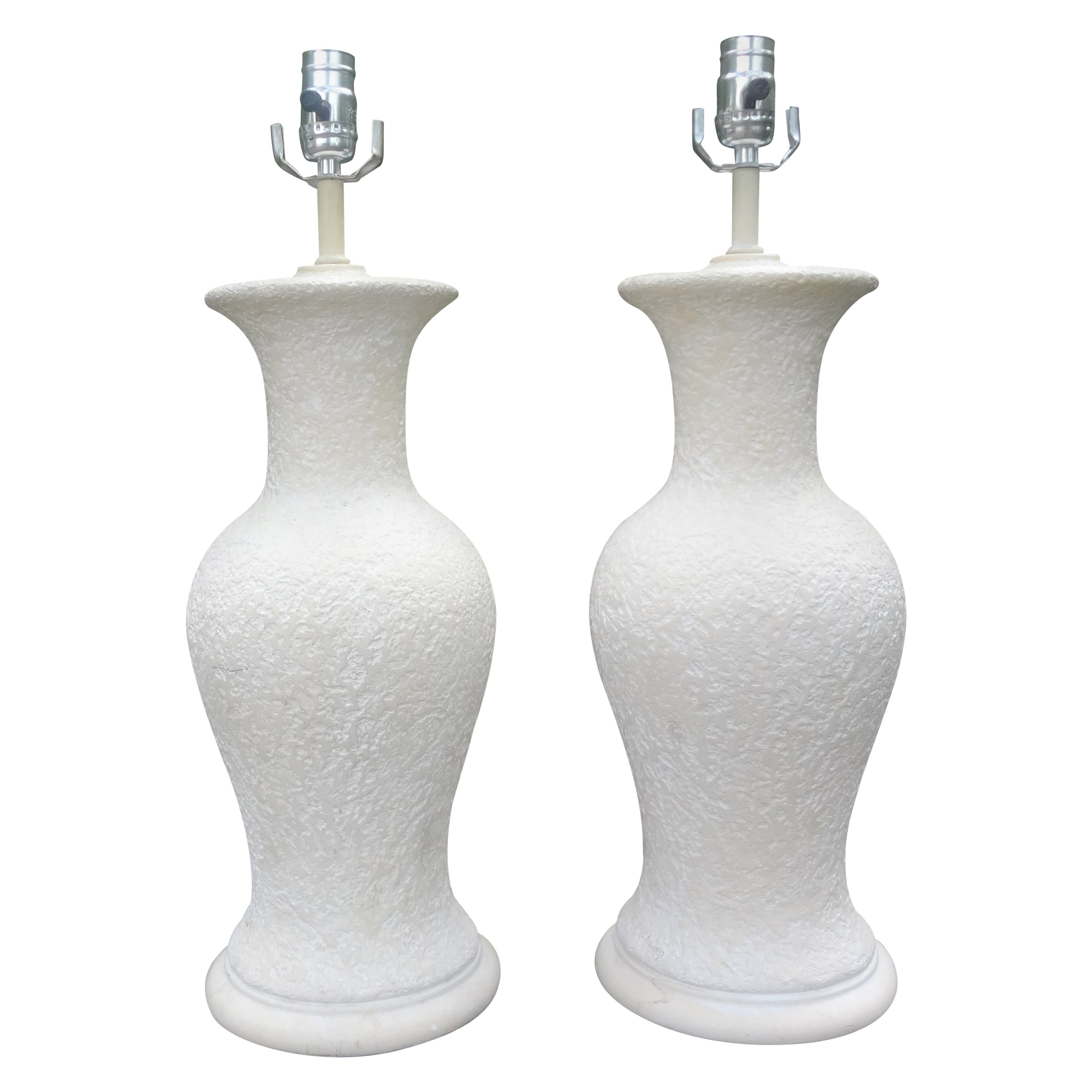Pair Of Hollywood Regency Plaster Lamps For Sale