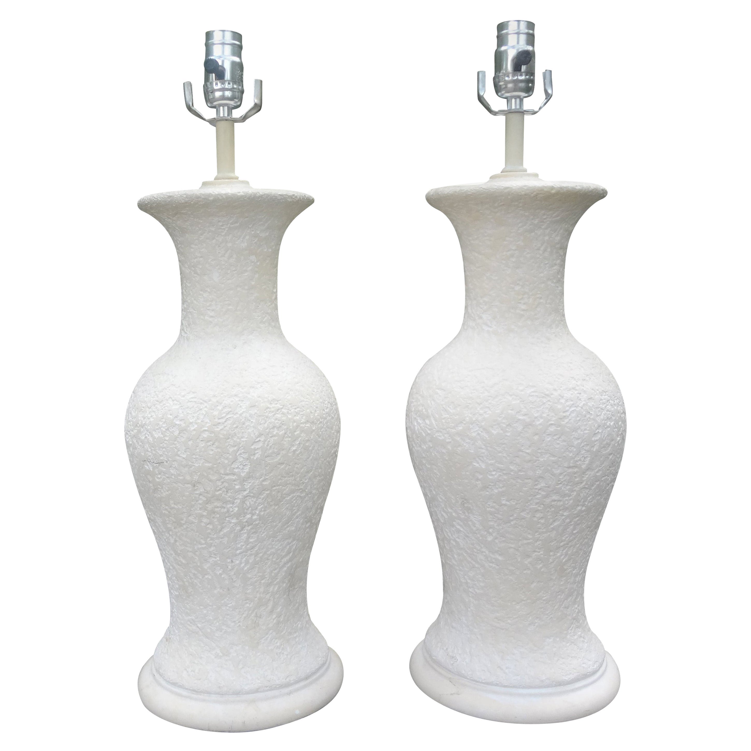 Pair Of Hollywood Regency Plaster Lamps