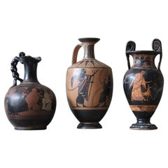 Fin 19e/début 20e siècle Trio de vases Grand Tour en faïence du grenier Vases 