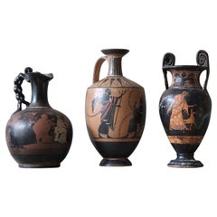 Fin 19e/début 20e siècle Trio de vases Grand Tour en faïence du grenier Vases