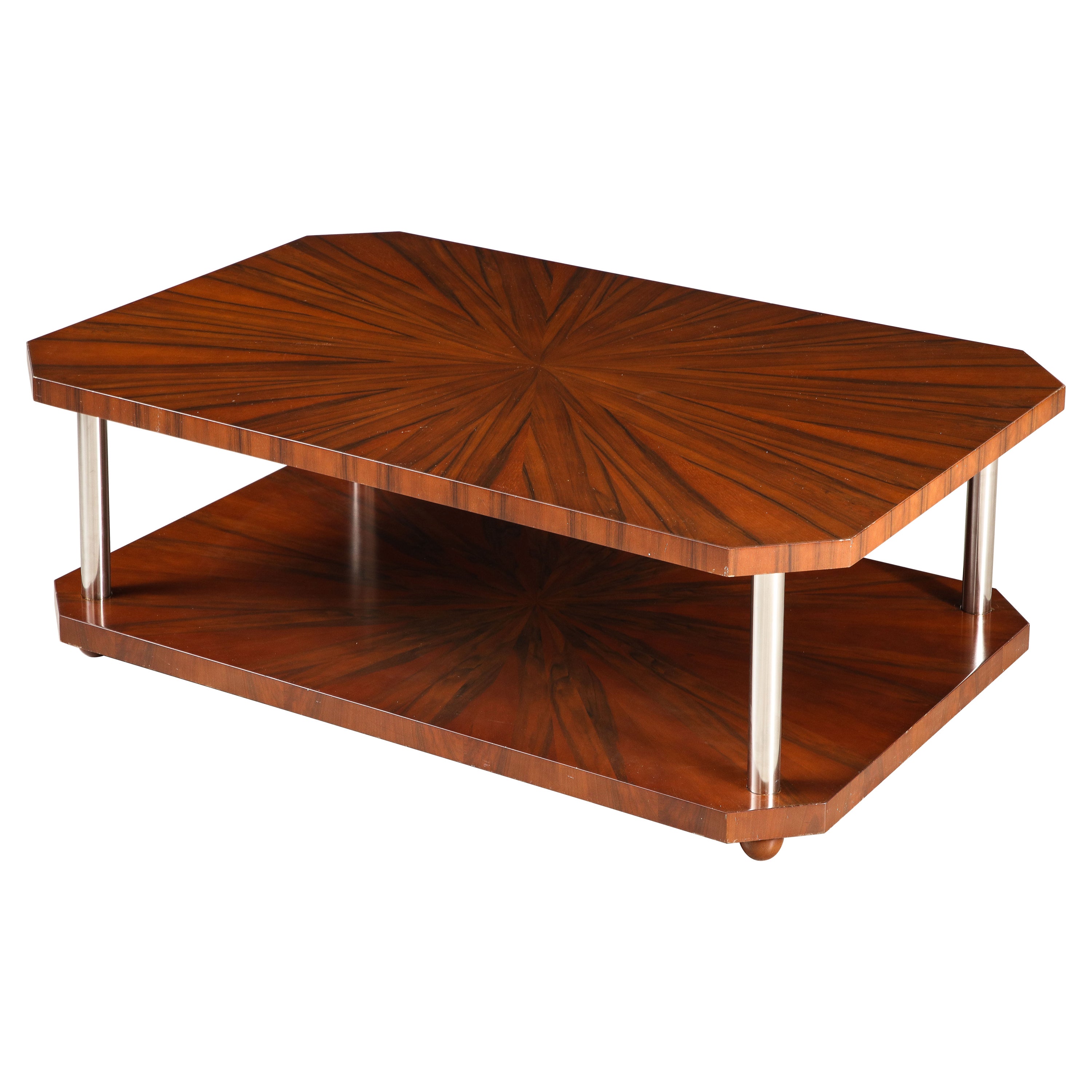 French Art Deco Rectangular Wood Coffee Table, circa 1940  For Sale