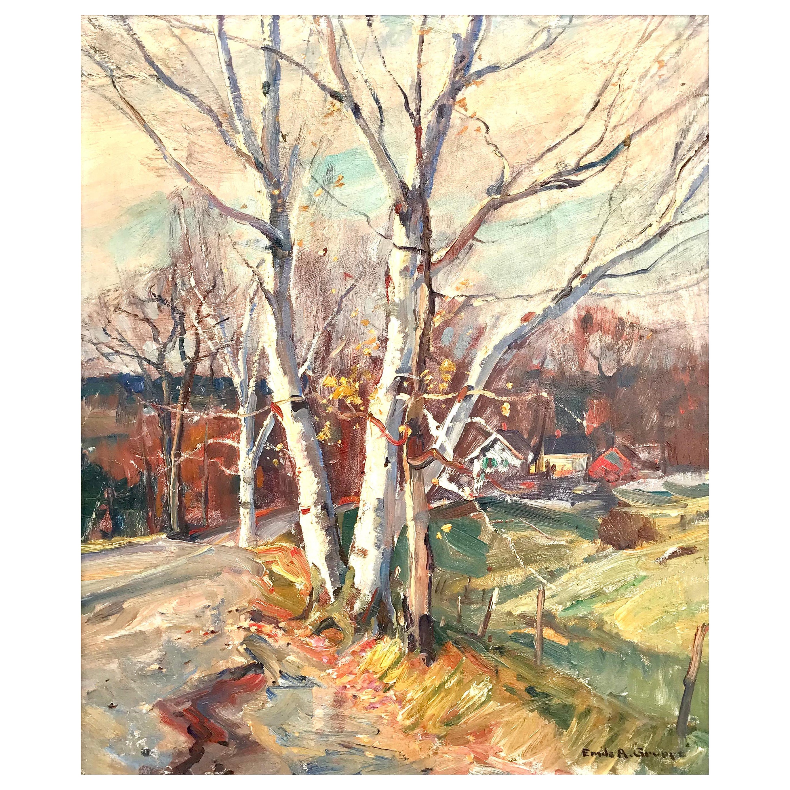 Emile Albert Gruppe Birtches Along The Road  For Sale