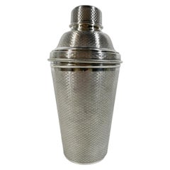 Art Deco Engine Turned Silver Plate Cocktail Shaker by James Dixon & Sons