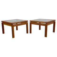 Vintage Pair Scandinavian Modern End Tables With Teak Joinery
