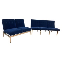 Ensemble MCM Steelcase 3 places et 2 places tapissé en bleu cobalt - Lot de 2