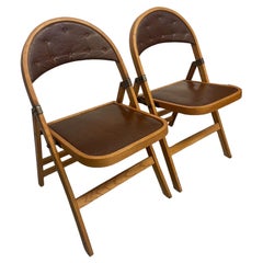 Vintage Mid Century Modern  Folding Chairs by Clarin. Set of Two

