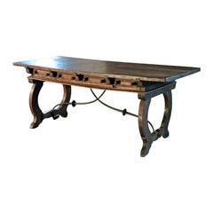 Rustic 17th Century Baroque Walnut Desk / Writing or Library Table