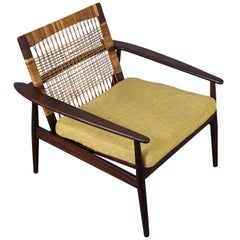 Mid Century Cane Lounge Chair by Hans Olsen for Juul Kristensen, c1960s