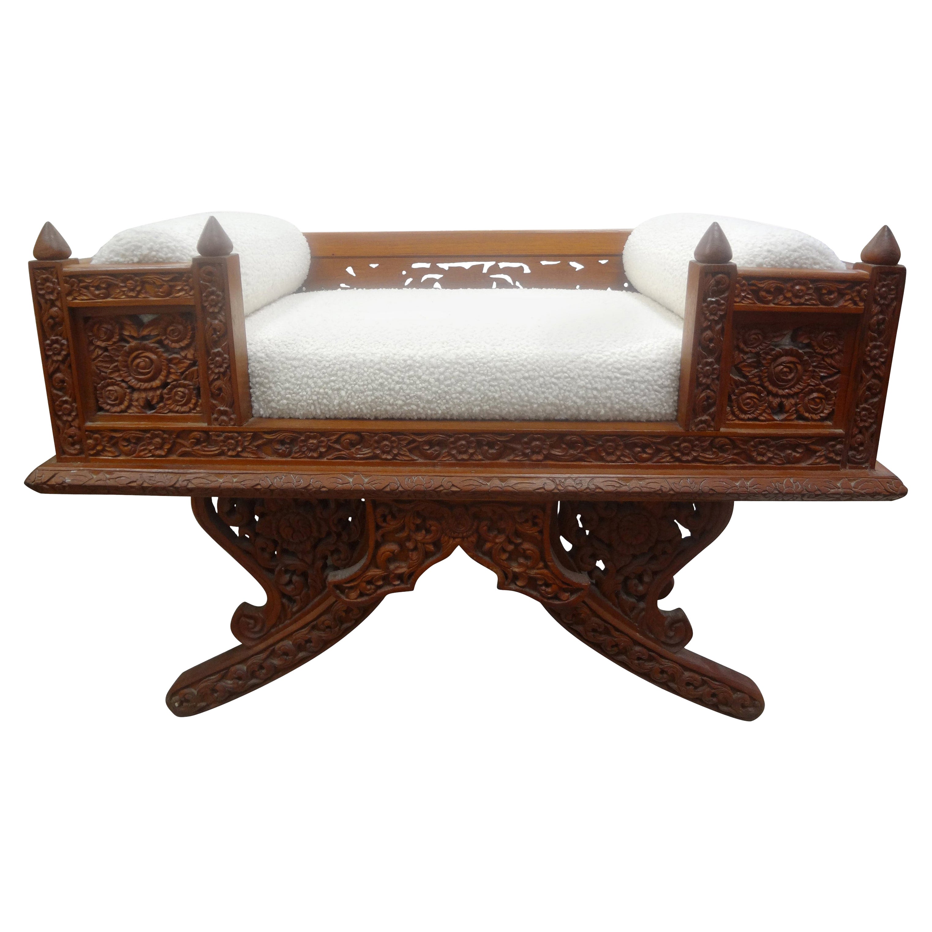 Chaise selle éléphant Howdah en teck en vente