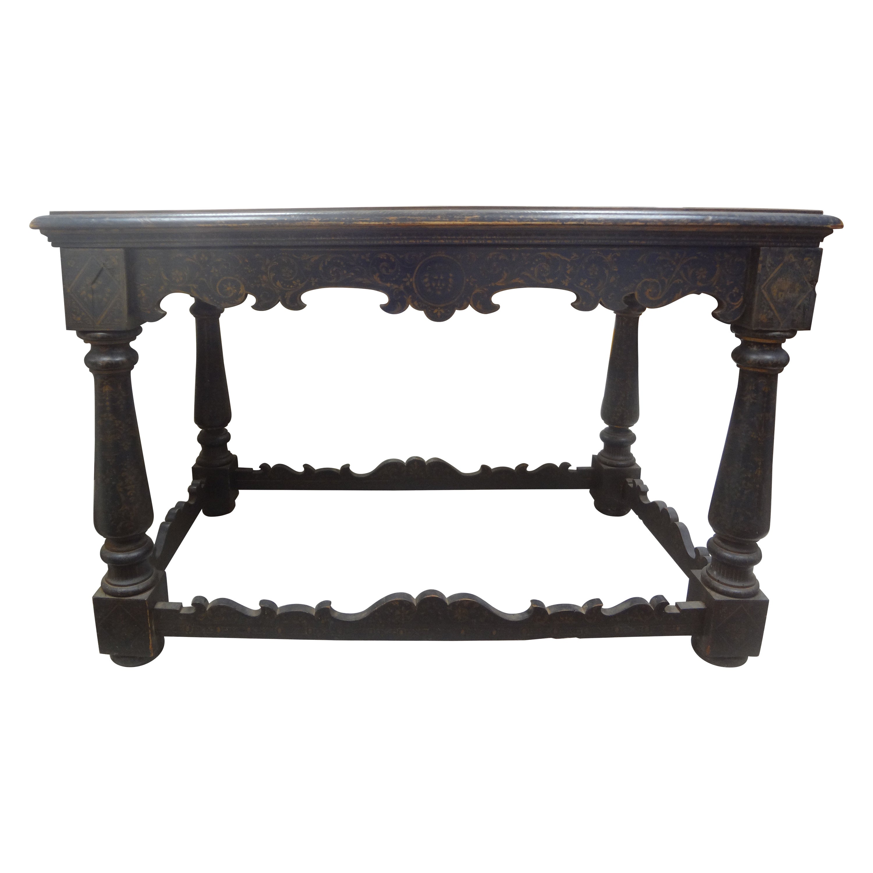 18th Century Italian Louis XIV Ebonized Center Table For Sale